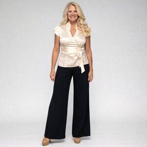 Navy Wide Leg Pants | Lyocell